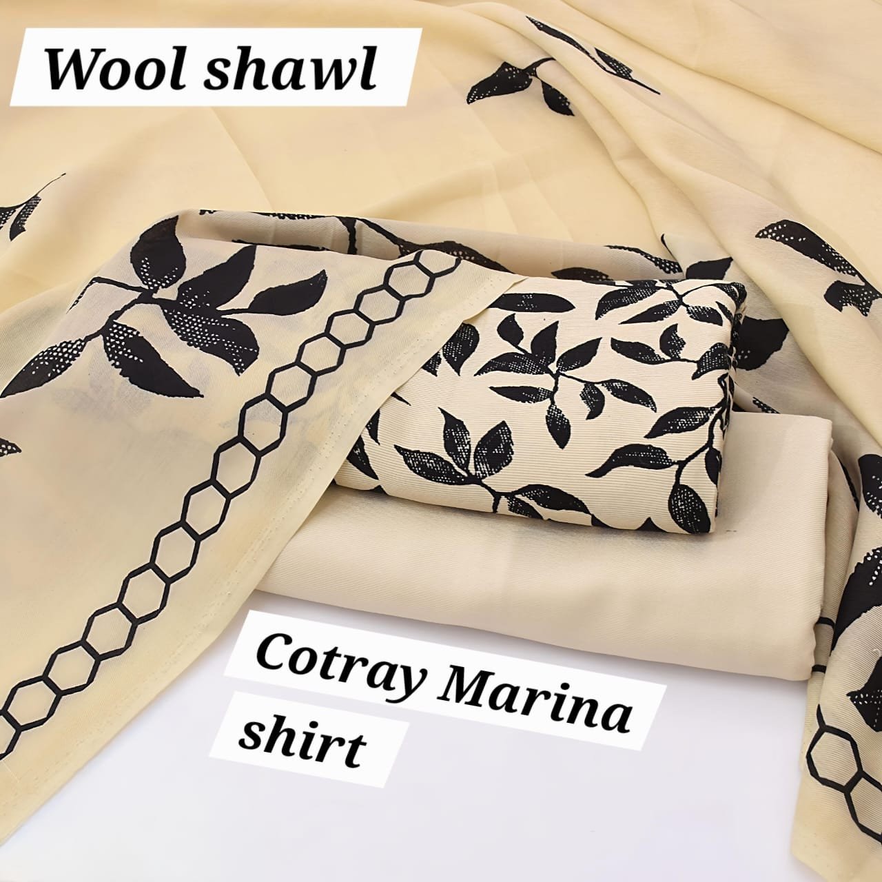 Imported marina with Wool shawl 3 piece