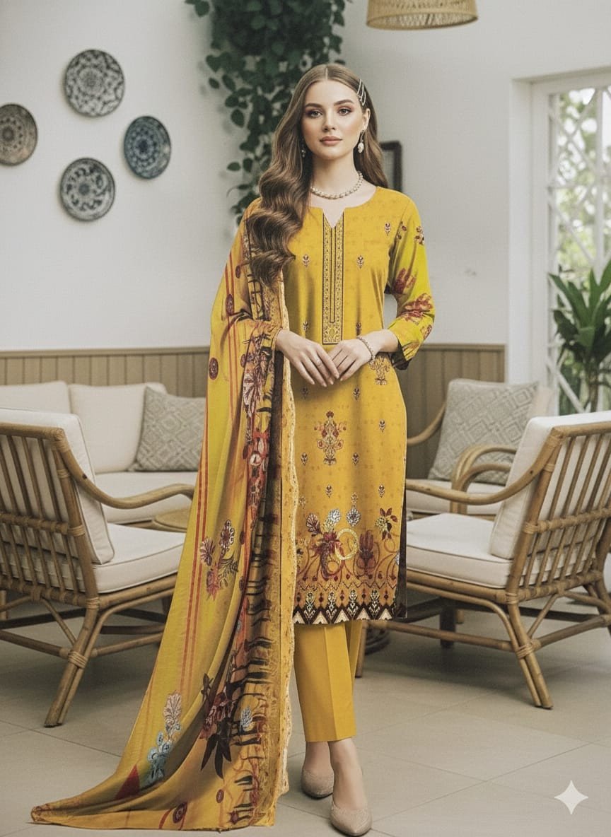 Alkaram Stepal Linen – Full Embroidered Daman with Chicken Kari & Munar Cutwork Dupatta | Premium 3PC Suit